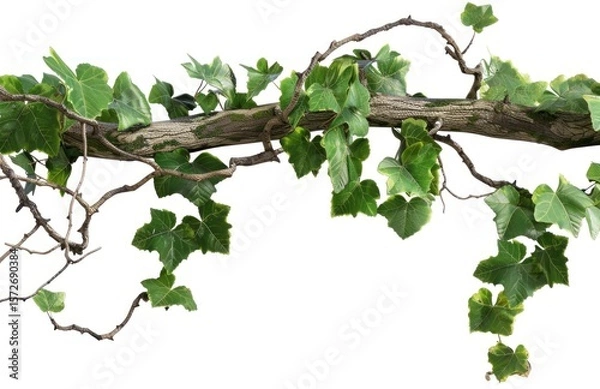 Obraz Isolated branch of ivy with lush foliage displaying vibrant shades of green