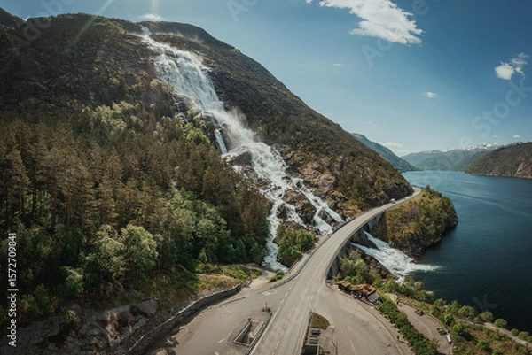Fototapeta langfoss from the air