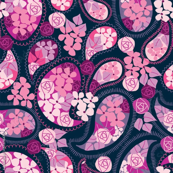 Fototapeta Paisley vector floral seamless hand drawn pattern