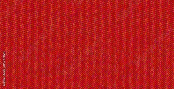 Fototapeta Bright knitted texture on red background.