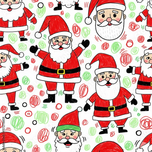 Fototapeta seamless pattern illustration of santa claus