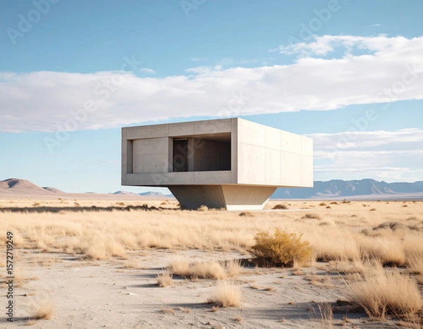 Fototapeta Post apocalyptic landscape with an unusual abandoned building