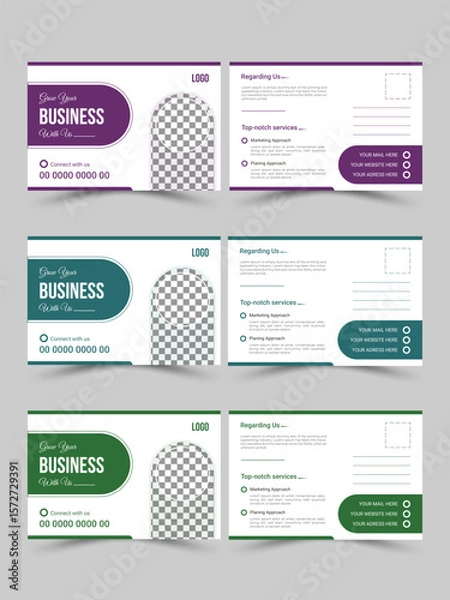 Fototapeta Elegant simple clean corporate modern professional business construction agent post card design template for branding