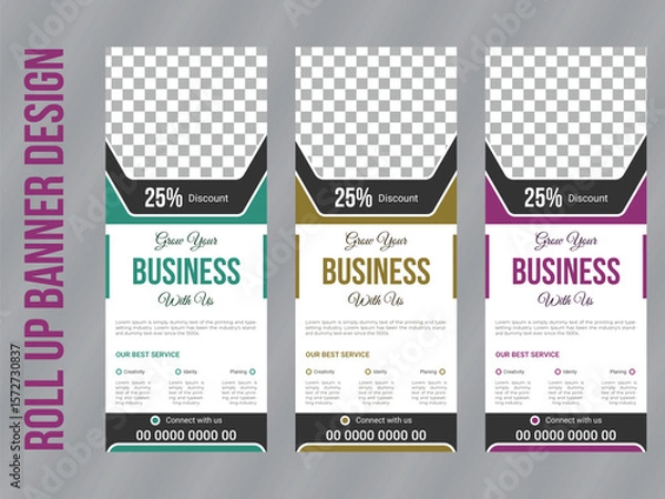 Fototapeta Creative modern business roll up design, standee and banner template. Corporate roll up banner design, best for promotion