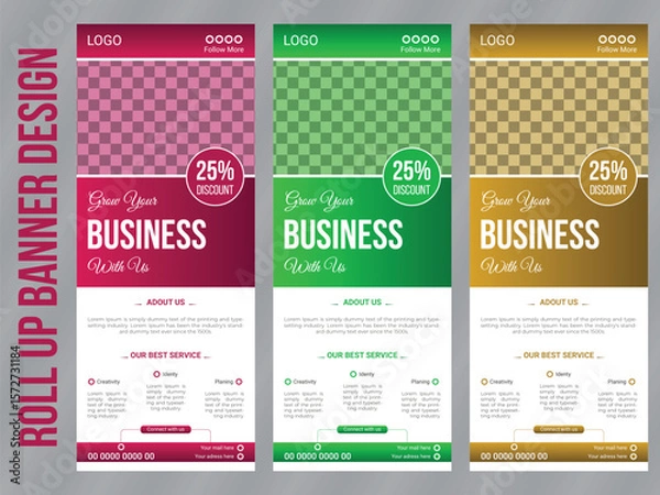 Fototapeta Creative corporate business agency roll up banner design or pull up banner template , perfect for advertising