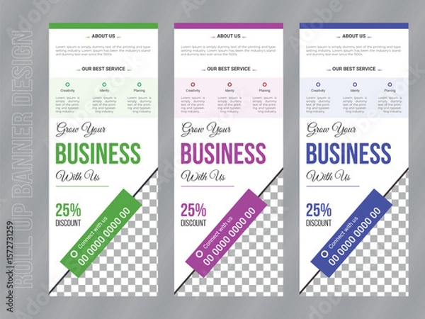 Fototapeta Creative Roll up banner stand template design , best for promotion