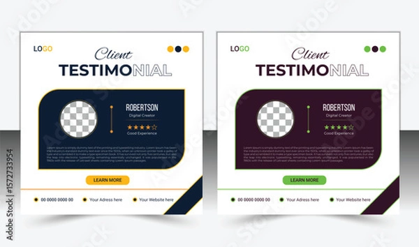 Fototapeta Creative Modern clean clear clients testimonial template or client feedback review best design for branding