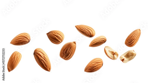 Fototapeta Set of Flying Nuts Isolated on Transparent Background


