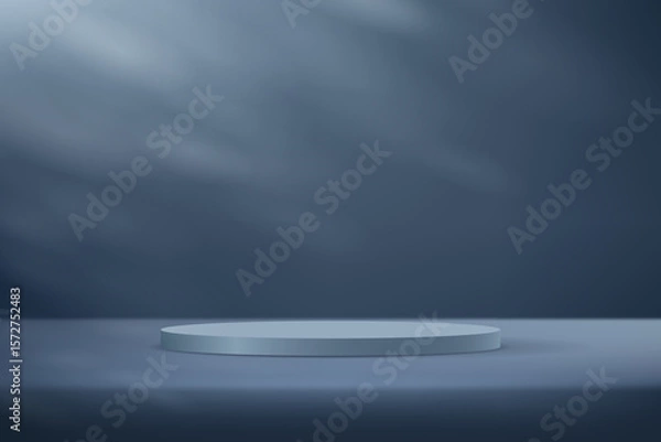 Fototapeta Empty dark blue studio room background with shadow leaves space for selling products, backdrop, wallpaper, background, text. Vector illustration.
