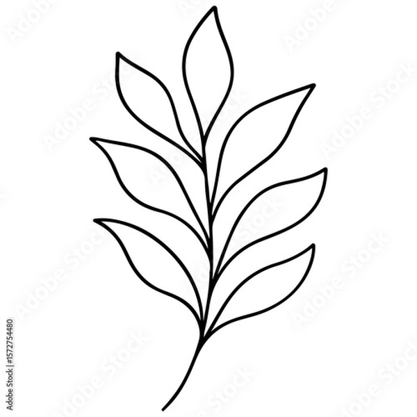 Fototapeta Green and black vector leaf illustrations for spring and summer nature designs