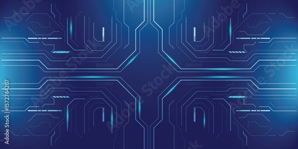 Obraz Abstract circuit board background in blue, representing digital tech and electronic connections.