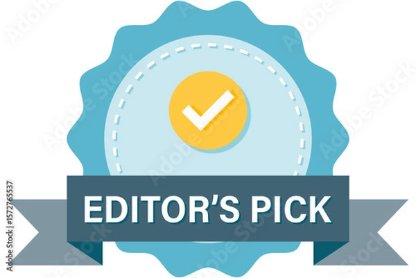 Fototapeta Editor�s Pick badge with ribbon and check mark