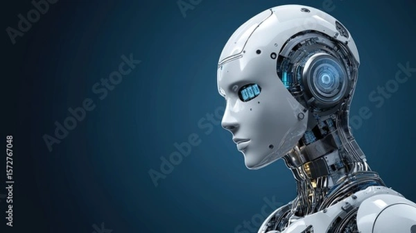 Obraz Advanced robotic head, profile view