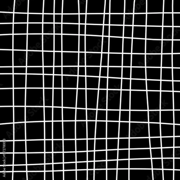 Fototapeta Abstract line pattern simple grid. Hand drawn grid Asymmetric geometric square. Black white Crosshatch design. Hand drawn crosshatch pattern.