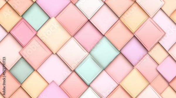 Fototapeta Seamless geometric pastel background with diagonal tile pattern, ideal for creative design projects or print