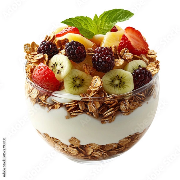 Obraz Delicious Creamy Yogurt With Granola And Almonds In Bowel
