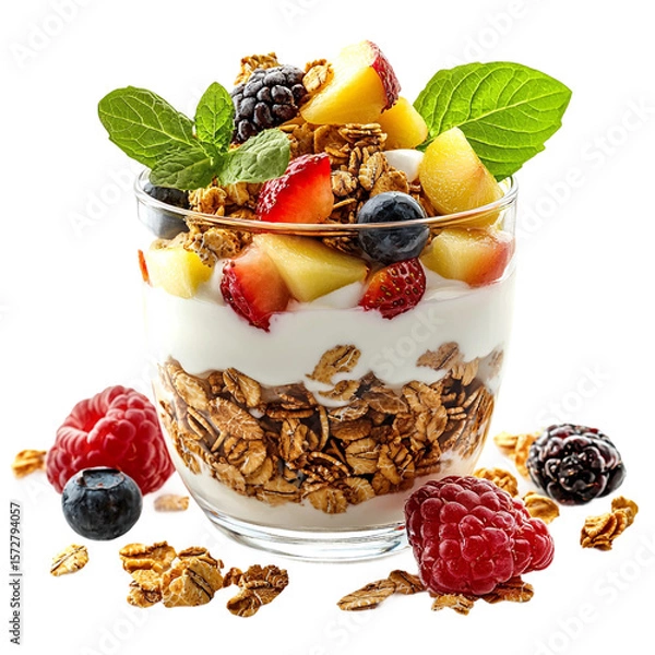 Obraz Delicious Creamy Yogurt With Granola And Almonds In Bowel
