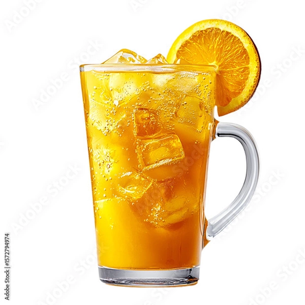 Obraz Orange Juice Splash With Ice Cubes 
