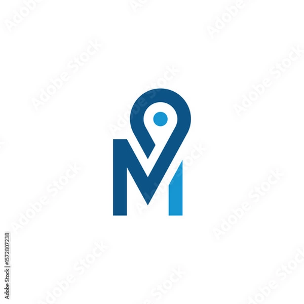 Obraz Modern Abstract M Letter Logo with Location Pin.