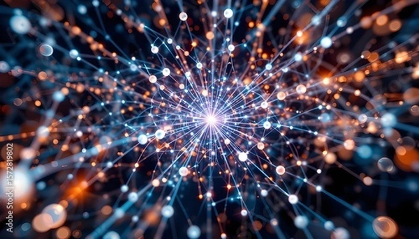 Fototapeta  Abstract Plexus Network Background Representing Complex Data Connections in Seamless Loop Animation