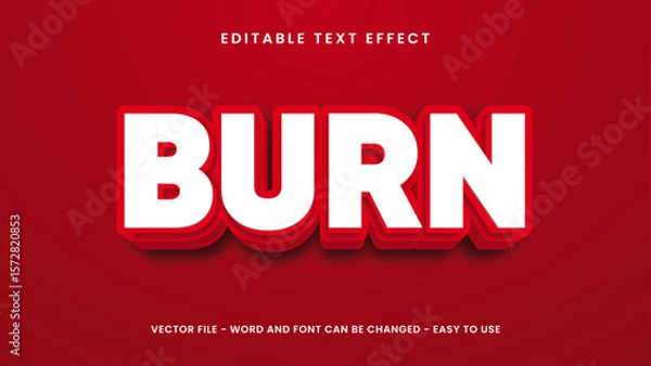 Fototapeta Red burn text effect  editable strong 3d text effect