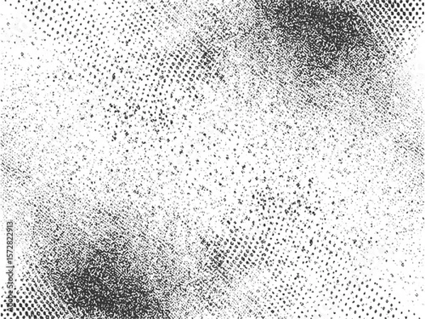 Fototapeta Grunge halftone vector print background for retro design themes and vintage textures. Vector halftone print with grunge background texture for aged and distressed effects, Distressed grunge halftone 