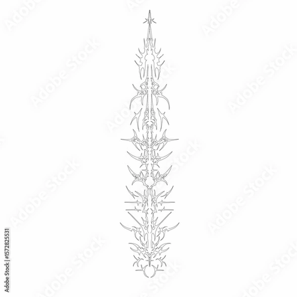 Fototapeta neo tribal spear Intricate design with sharp, symmetrical elements and fine linework on a white background. for tattoos, decals, or fantasy artwork