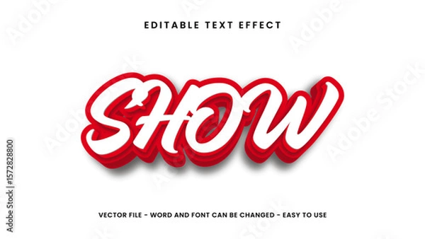 Fototapeta Red white text effect  editable strong 3d text effect