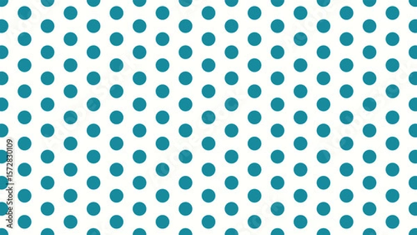 Fototapeta Cheerful teal polka dot seamless pattern on white. Versatile vector for kids, fashion, packaging, and digital backgrounds.