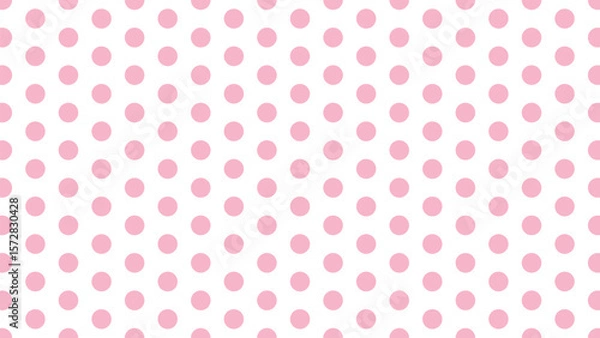 Fototapeta Cute pink polka dot pattern on white background. Perfect for baby shower invitations, kids room decor, scrapbooking, wrapping paper, textiles, and girly digital or print design projects.