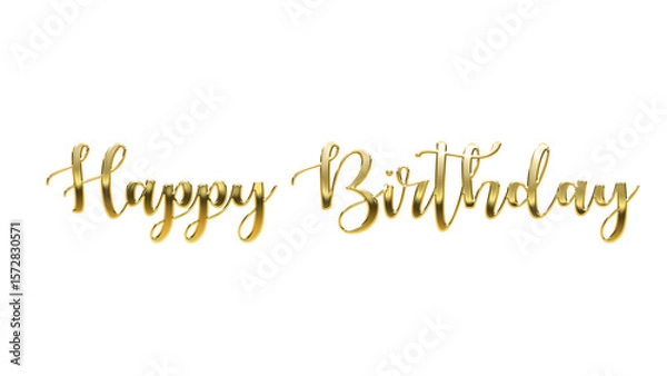 Obraz Happy Birthday in Gold white and transparent background