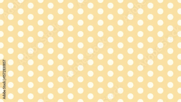 Fototapeta Seamless cream polka dot pattern on pastel yellow background. Perfect for vintage style design, baby shower decor, kids party themes, wrapping paper, scrapbooking, fabric, and nursery art.