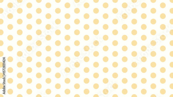 Fototapeta Seamless yellow polka dot pattern on cream background. Ideal for baby shower designs, kids party themes, wrapping paper, nursery prints, fabric, scrapbooking, and cheerful vintage-style projects.