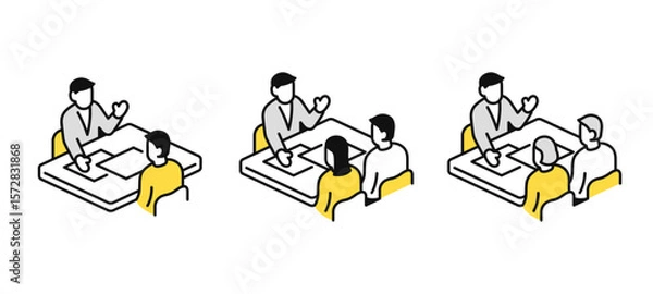 Fototapeta 打ち合わせのシンプルなベクターアイコンイラストセット素材	