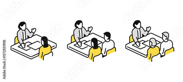 Fototapeta 相談をするシンプルなベクターアイコンイラストセット素材