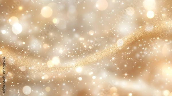 Fototapeta Glittering golden light particles create a luxurious and festive atmosphere Golden Sparkling Background with Glowing Lights and Glittering Effects premium shiny