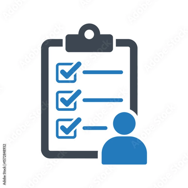 Obraz Checklist completed with person icon