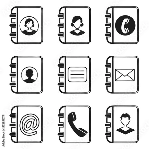 Fototapeta Contact icons for business directory application