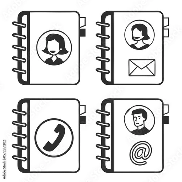 Fototapeta Contact icons in a book format