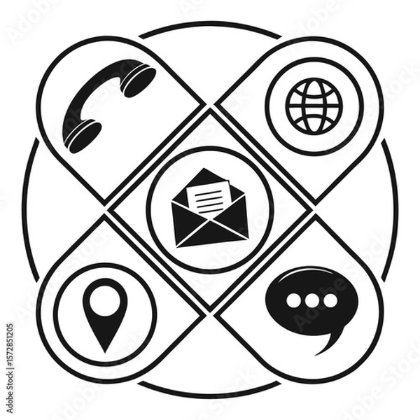 Fototapeta Contact icons in circular layout