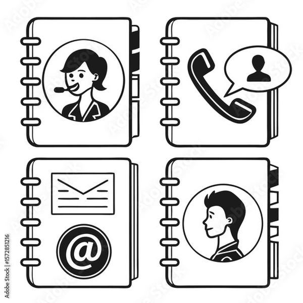 Fototapeta Contact icons in notepad format