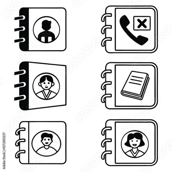Fototapeta Contact icons in spiral bound notebooks