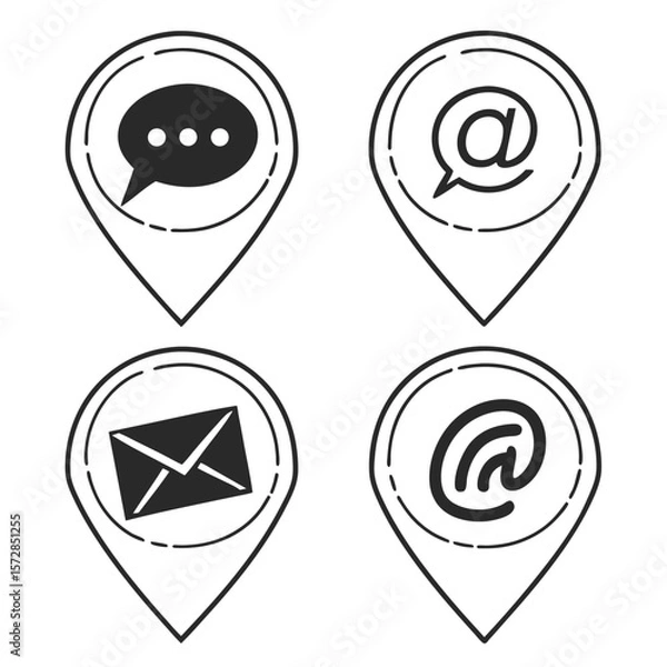 Fototapeta Contact icons on map markers