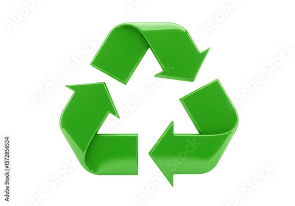 Fototapeta A vibrant green recycling symbol stands out against a clean transparent background