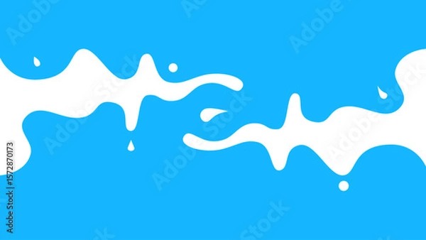 Fototapeta Abstract Blue and White Liquid Splash Background. Minimalist abstract background with flowing white liquid splash on a bright blue backdrop.
