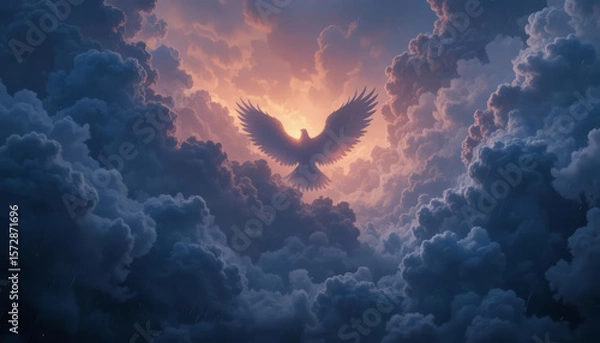 Fototapeta bird clouds in the sky