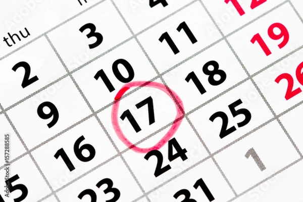 Fototapeta Calendar with date circled in red