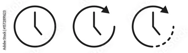Fototapeta Clock with arrow circle. Time icon. Quick time symbol. Vector illustration and png transoparent