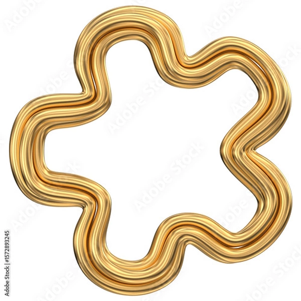 Obraz Gold Flower Frame: Elegant Design Element for Digital Projects