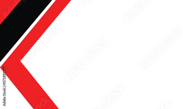 Obraz Minimal left-pointing red and black arrow border design on a white background. Suitable for business presentations, banners, posters, or layout templates with a modern, dynamic appearance.